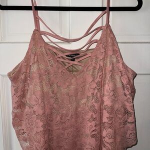 Express Pink Lace Crop Camisole Top